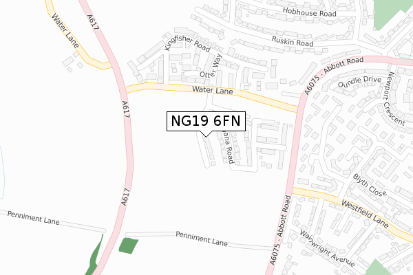 NG19 6FN map - large scale - OS Open Zoomstack (Ordnance Survey)