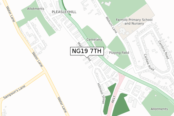 NG19 7TH map - large scale - OS Open Zoomstack (Ordnance Survey)