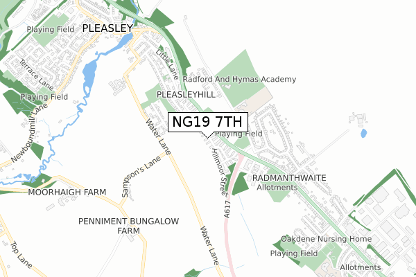 NG19 7TH map - small scale - OS Open Zoomstack (Ordnance Survey)