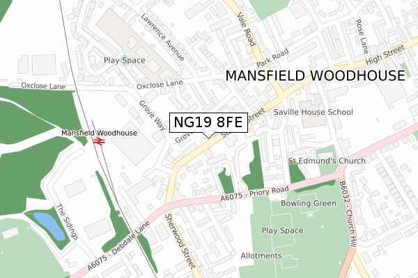 NG19 8FE map - large scale - OS Open Zoomstack (Ordnance Survey)