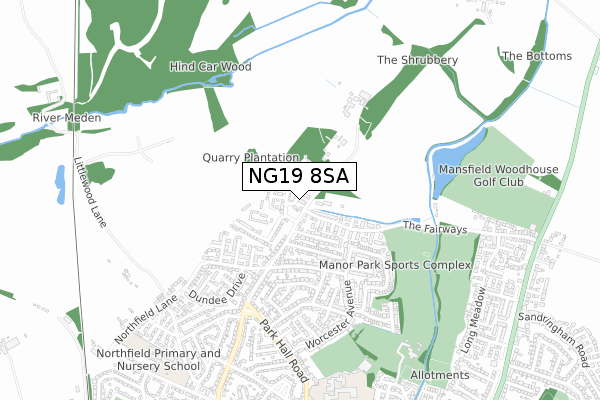 NG19 8SA map - small scale - OS Open Zoomstack (Ordnance Survey) NG19 8SA map - small scale - OS Open Zoomstack (Ordnance Survey)