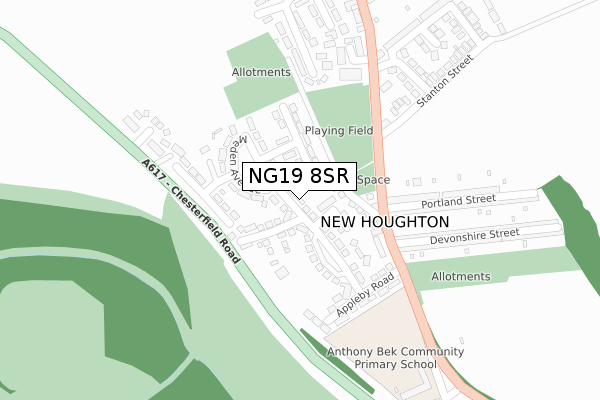 NG19 8SR map - large scale - OS Open Zoomstack (Ordnance Survey)