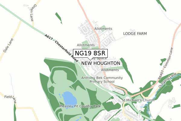 NG19 8SR map - small scale - OS Open Zoomstack (Ordnance Survey)