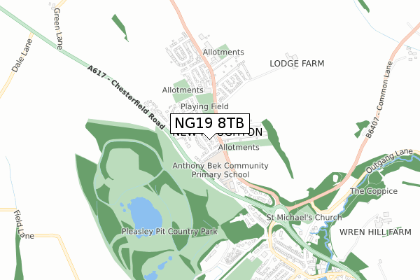 NG19 8TB map - small scale - OS Open Zoomstack (Ordnance Survey)