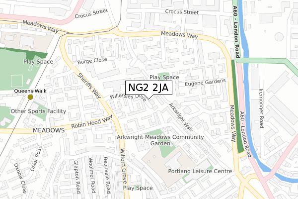 NG2 2JA map - large scale - OS Open Zoomstack (Ordnance Survey)