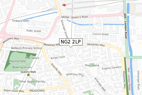 NG2 2LP map - large scale - OS Open Zoomstack (Ordnance Survey)
