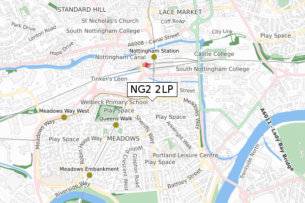 NG2 2LP map - small scale - OS Open Zoomstack (Ordnance Survey)