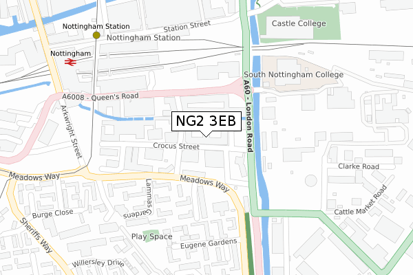 NG2 3EB map - large scale - OS Open Zoomstack (Ordnance Survey)