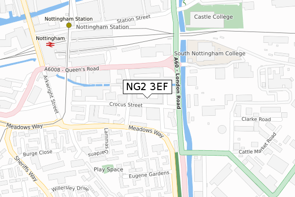 NG2 3EF map - large scale - OS Open Zoomstack (Ordnance Survey)