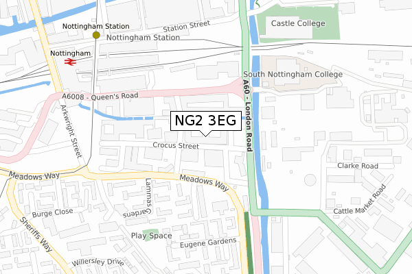 NG2 3EG map - large scale - OS Open Zoomstack (Ordnance Survey)