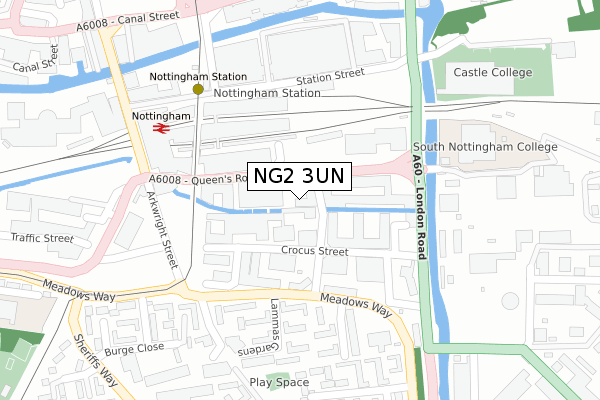 NG2 3UN map - large scale - OS Open Zoomstack (Ordnance Survey)