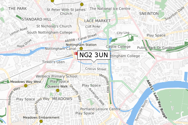 NG2 3UN map - small scale - OS Open Zoomstack (Ordnance Survey)