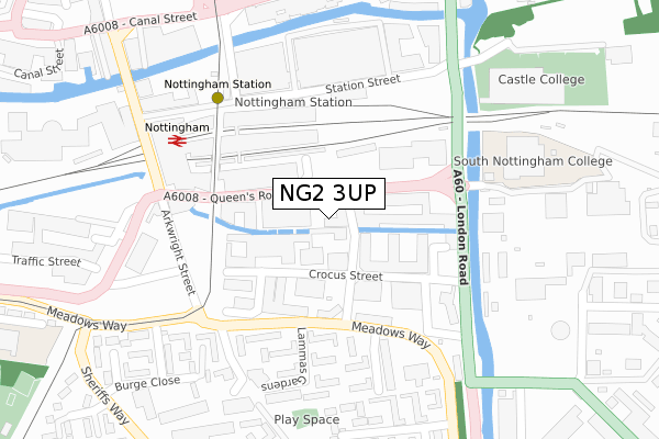 NG2 3UP map - large scale - OS Open Zoomstack (Ordnance Survey)