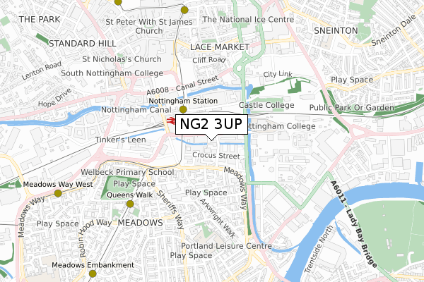 NG2 3UP map - small scale - OS Open Zoomstack (Ordnance Survey)