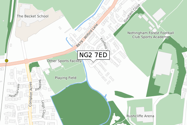 NG2 7ED map - large scale - OS Open Zoomstack (Ordnance Survey)