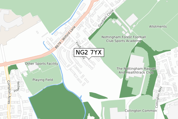 NG2 7YX map - large scale - OS Open Zoomstack (Ordnance Survey)