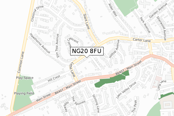 NG20 8FU map - large scale - OS Open Zoomstack (Ordnance Survey)