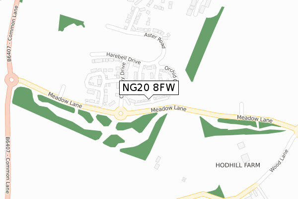NG20 8FW map - large scale - OS Open Zoomstack (Ordnance Survey)