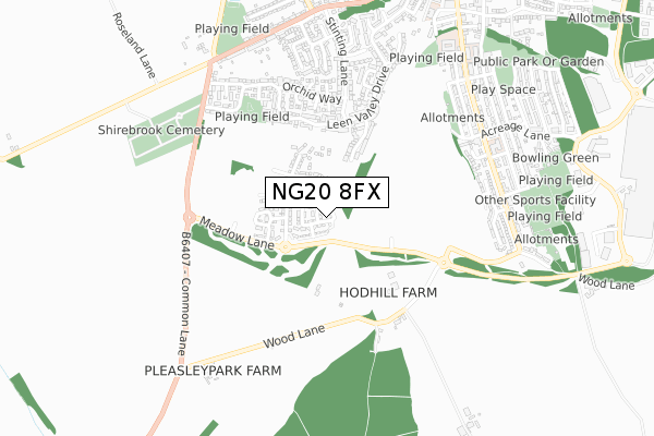 NG20 8FX map - small scale - OS Open Zoomstack (Ordnance Survey)