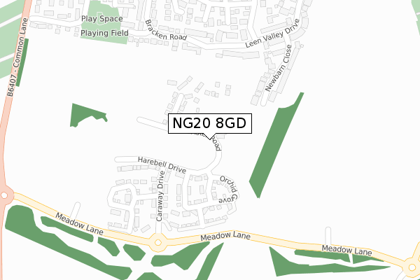 NG20 8GD map - large scale - OS Open Zoomstack (Ordnance Survey)