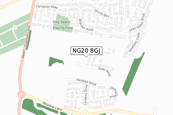 NG20 8GJ map - large scale - OS Open Zoomstack (Ordnance Survey)