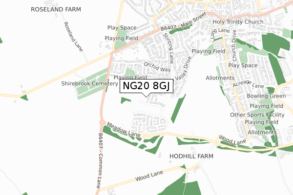 NG20 8GJ map - small scale - OS Open Zoomstack (Ordnance Survey) NG20 8GJ map - small scale - OS Open Zoomstack (Ordnance Survey)