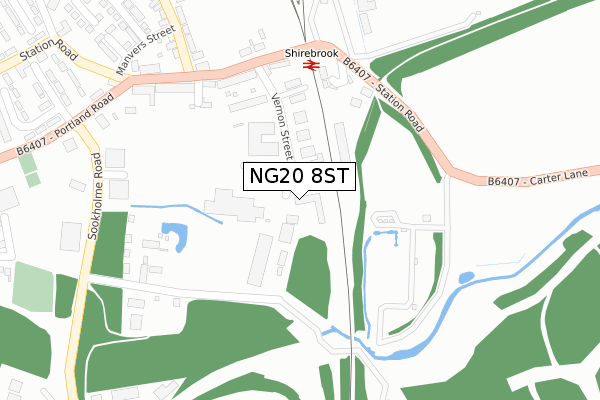 NG20 8ST map - large scale - OS Open Zoomstack (Ordnance Survey)