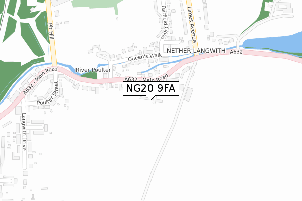 NG20 9FA map - large scale - OS Open Zoomstack (Ordnance Survey)