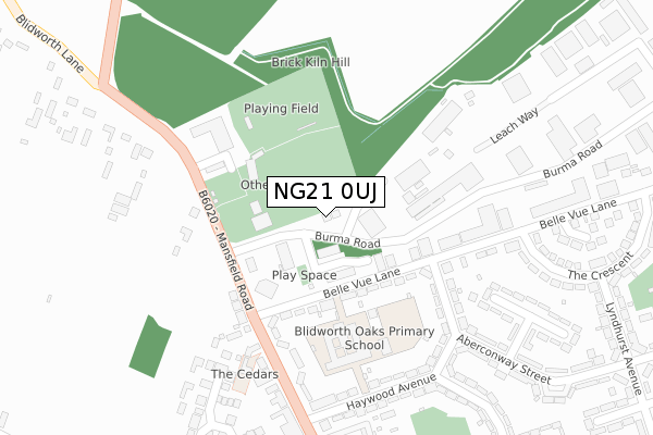 NG21 0UJ map - large scale - OS Open Zoomstack (Ordnance Survey) NG21 0UJ map - large scale - OS Open Zoomstack (Ordnance Survey)