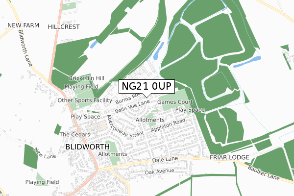 NG21 0UP map - small scale - OS Open Zoomstack (Ordnance Survey)