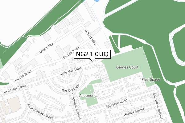 NG21 0UQ map - large scale - OS Open Zoomstack (Ordnance Survey)