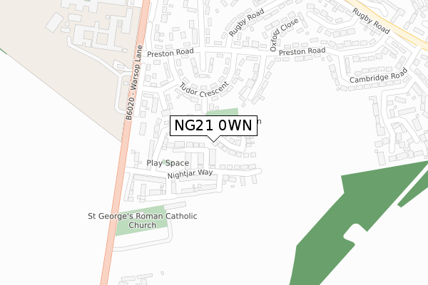 NG21 0WN map - large scale - OS Open Zoomstack (Ordnance Survey)