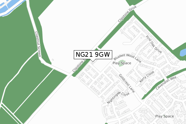 NG21 9GW map - large scale - OS Open Zoomstack (Ordnance Survey) NG21 9GW map - large scale - OS Open Zoomstack (Ordnance Survey)