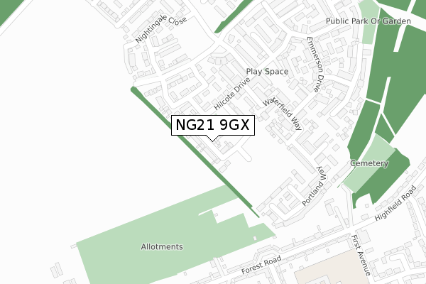 NG21 9GX map - large scale - OS Open Zoomstack (Ordnance Survey) NG21 9GX map - large scale - OS Open Zoomstack (Ordnance Survey)