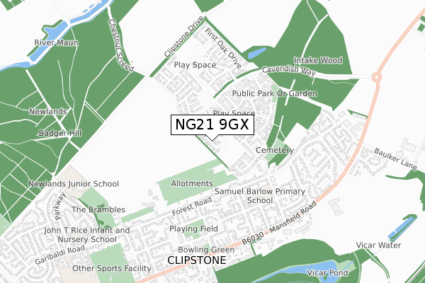 NG21 9GX map - small scale - OS Open Zoomstack (Ordnance Survey) NG21 9GX map - small scale - OS Open Zoomstack (Ordnance Survey)