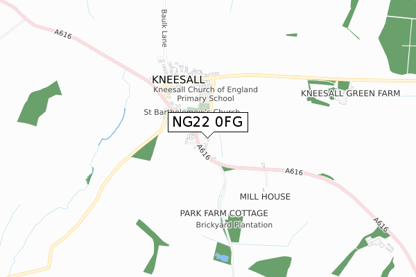 NG22 0FG map - small scale - OS Open Zoomstack (Ordnance Survey)