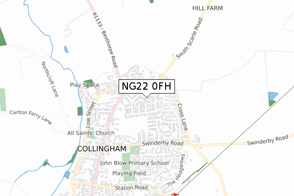 NG22 0FH map - small scale - OS Open Zoomstack (Ordnance Survey)