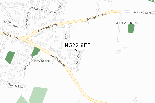 NG22 8FF map - large scale - OS Open Zoomstack (Ordnance Survey)
