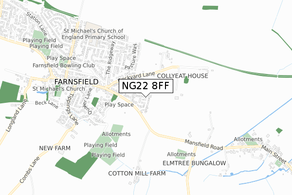 NG22 8FF map - small scale - OS Open Zoomstack (Ordnance Survey)