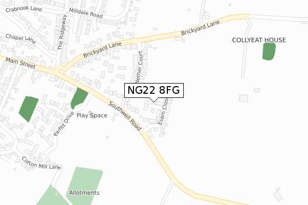 NG22 8FG map - large scale - OS Open Zoomstack (Ordnance Survey)