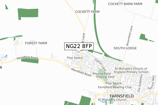 NG22 8FP map - small scale - OS Open Zoomstack (Ordnance Survey)