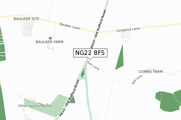 NG22 8FS map - small scale - OS Open Zoomstack (Ordnance Survey)