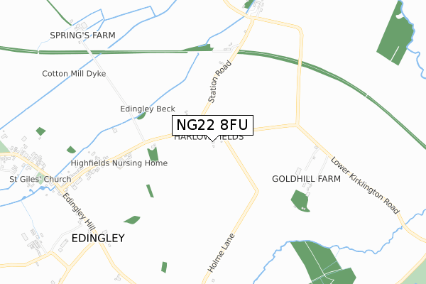 NG22 8FU map - small scale - OS Open Zoomstack (Ordnance Survey)