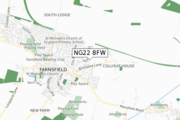 NG22 8FW map - small scale - OS Open Zoomstack (Ordnance Survey)