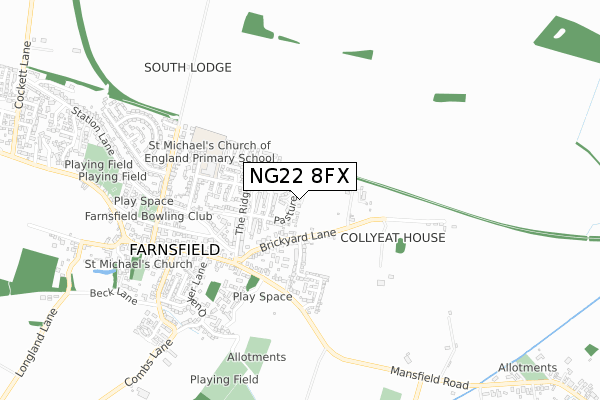 NG22 8FX map - small scale - OS Open Zoomstack (Ordnance Survey)