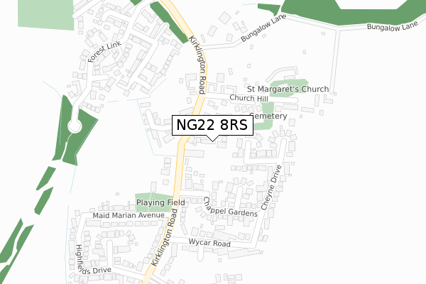 NG22 8RS map - large scale - OS Open Zoomstack (Ordnance Survey)