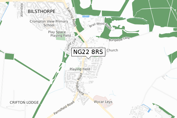 NG22 8RS map - small scale - OS Open Zoomstack (Ordnance Survey)