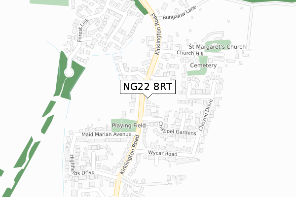 NG22 8RT map - large scale - OS Open Zoomstack (Ordnance Survey)