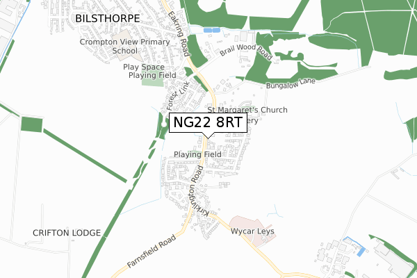 NG22 8RT map - small scale - OS Open Zoomstack (Ordnance Survey)