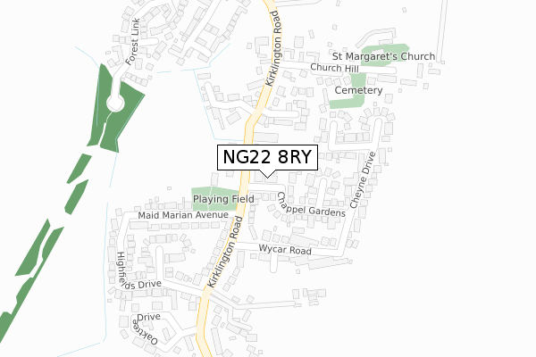 NG22 8RY map - large scale - OS Open Zoomstack (Ordnance Survey)